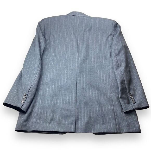 LAUREN Ralph Lauren Suit Jacket Mens 42L Charcoal Gray Pinstripe Wool Sport Coat - Picture 2 of 12
